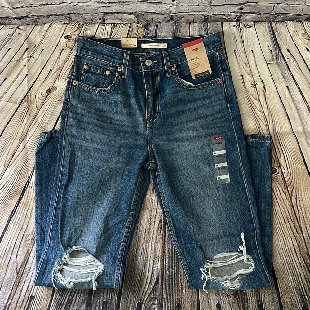 Levi's Woman’s Low Pro Distressed Blue Jeans